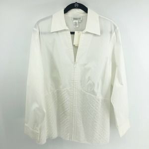 Coldwater Creek Zip Front Lace Detail Shirt